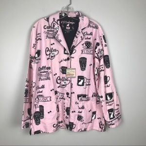 NWT P J. PJ Salvage Medium pajamas top Pink Coffee